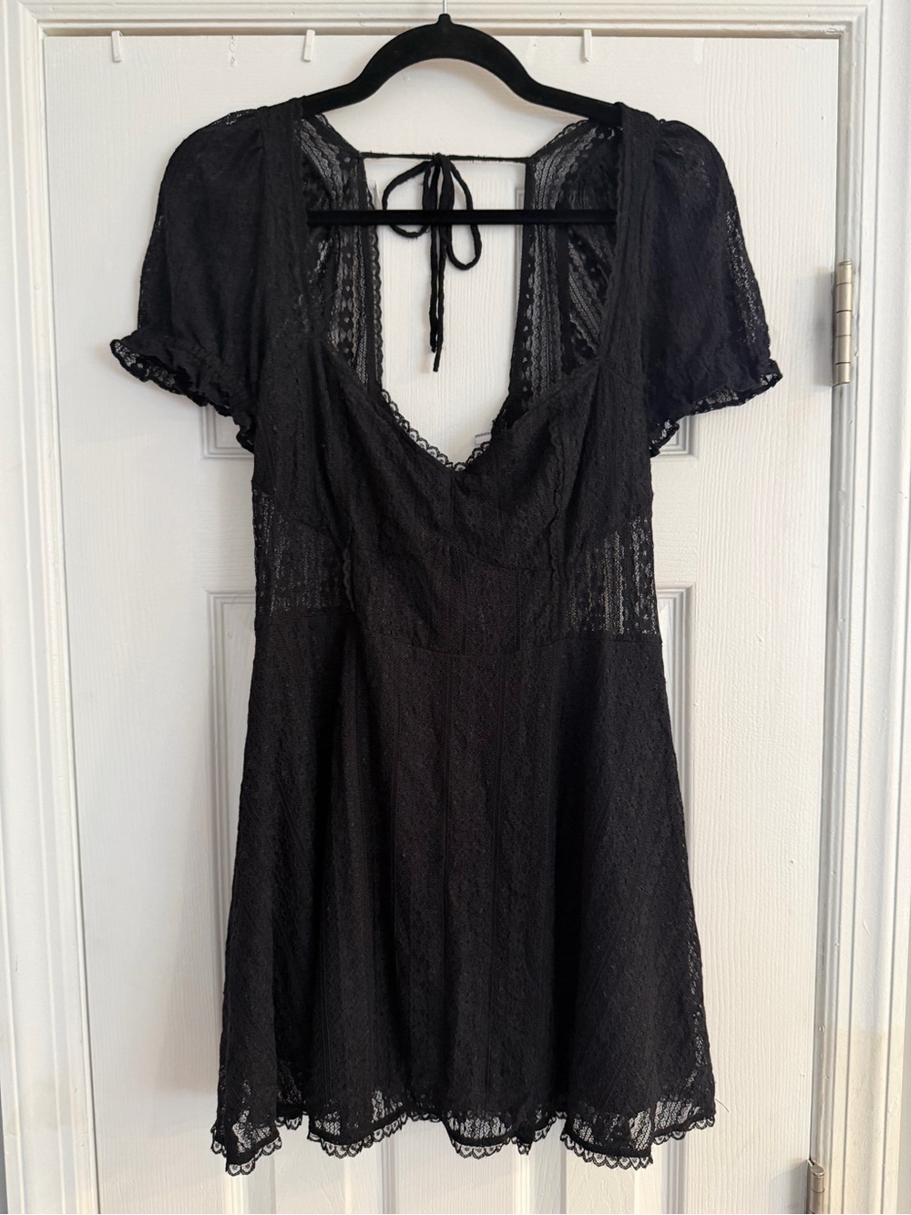 Urban Outfitters Black Lace Mini Dress with Scallop Trim